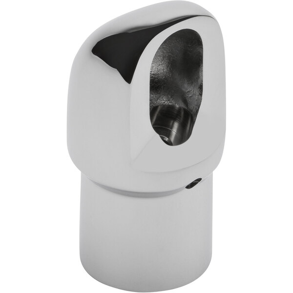 A silver Elkay bottle filling station with a hole in the bottom.