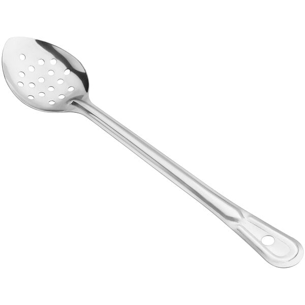 A 15" stainless steel basting spoon with a perforated handle.