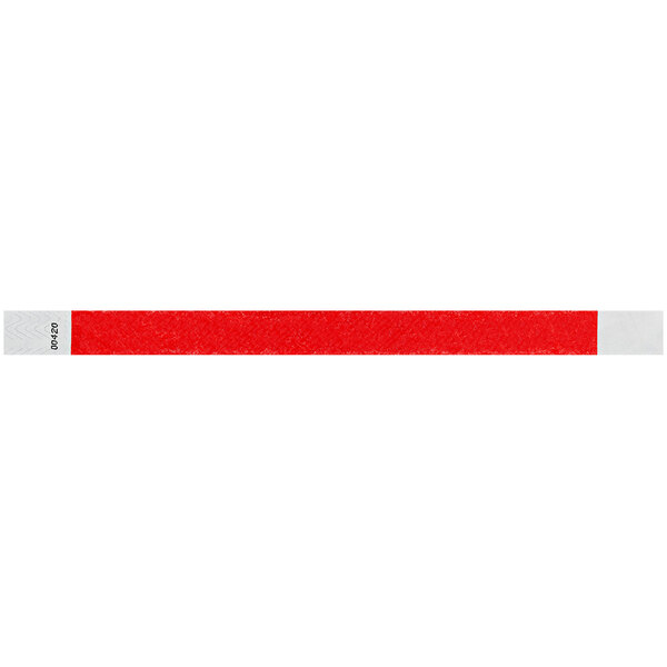 A red wristband with white stripes.