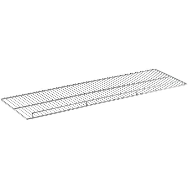 A metal shelf with a wire rack on it.