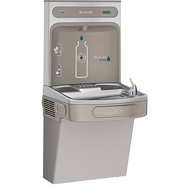 Zurn Elkay LZS8WSLK ezH20 8 GPH Light Gray Hands-Free Filtered Bottle  Filling Station with Drinking Fountain - Chilled