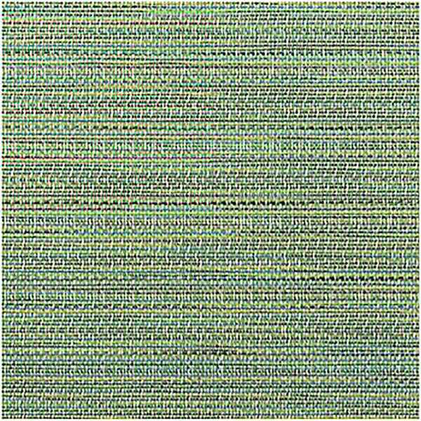 A close-up of a green woven vinyl square placemat.
