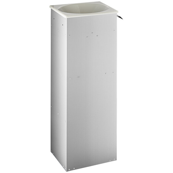 A white rectangular metal box with a white lid.