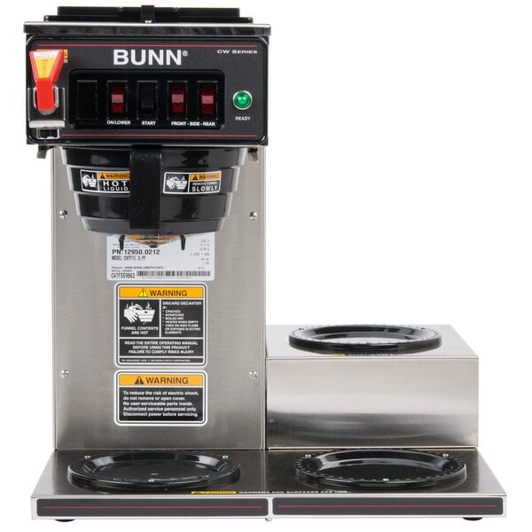 Bunn 12950 0212 Cwtf15 3 12 Cup Automatic Coffee Brewer With 3 Lower Warmers And Hot Water Faucet 120v