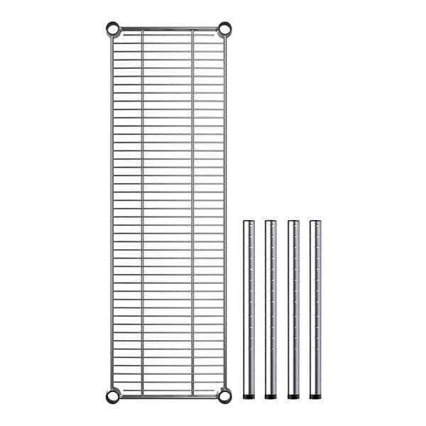 A Regency chrome metal shelf with metal rods.