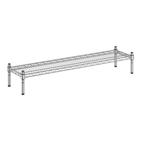 A Regency chrome wire shelf with one shelf on it.
