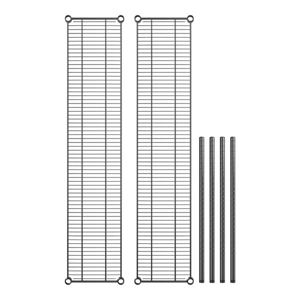 A black Regency metal shelf kit with two shelves and posts.