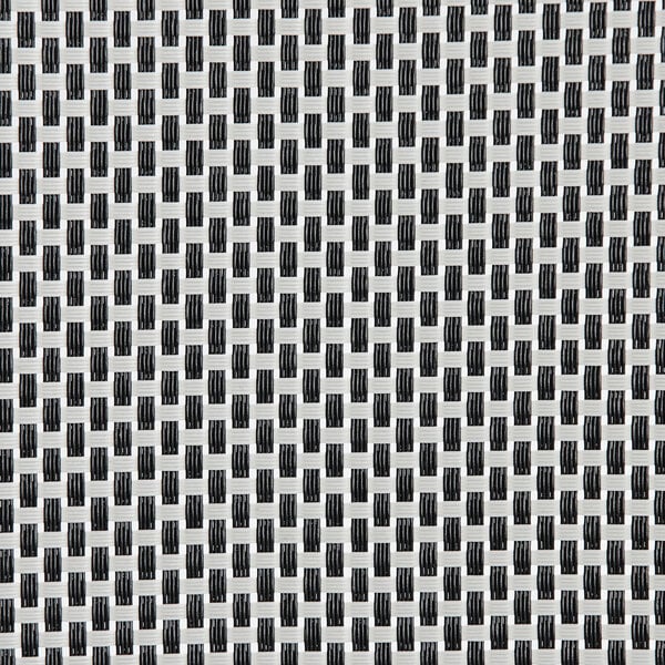 A close up of a black and white woven fabric on a Lancaster Table & Seating French Bistro outdoor arm chair.