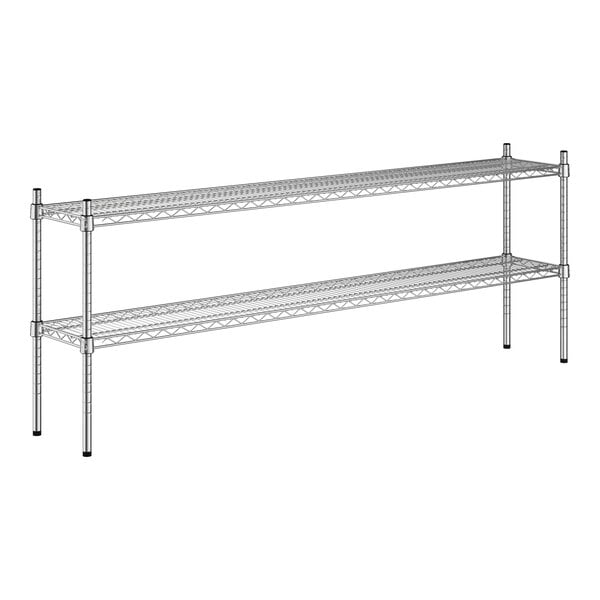 A wireframe drawing of a Regency chrome steel 2-shelf kit.