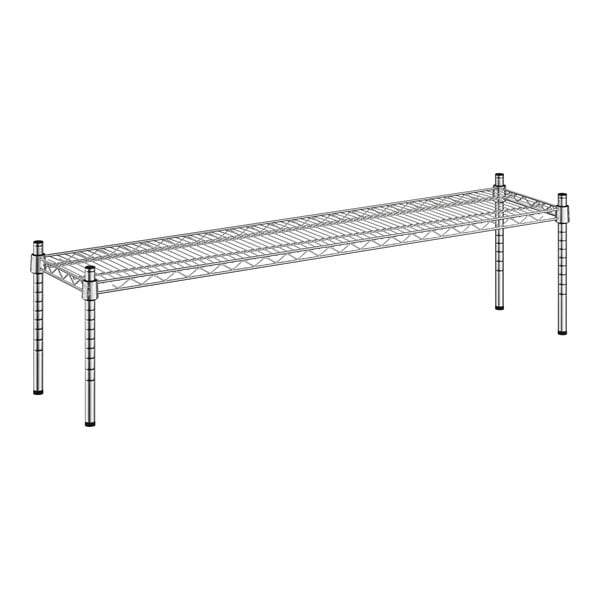 A wireframe of a long metal Regency dunnage shelf.