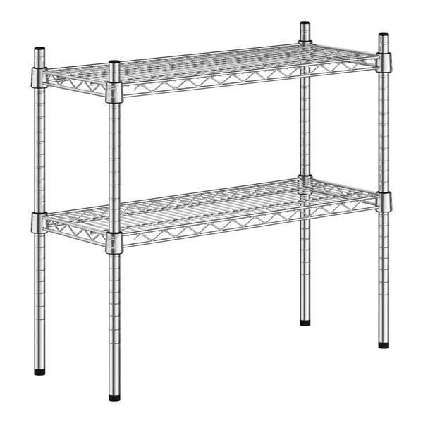 A Regency chrome metal shelf kit with two shelves.