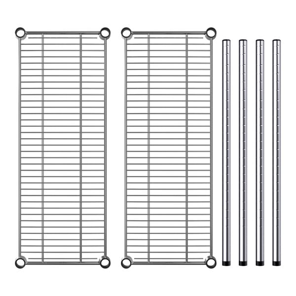 A Regency chrome metal shelf with rods.