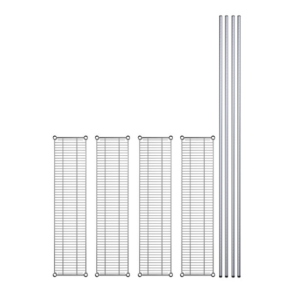 A set of Regency metal shelves with metal rods.