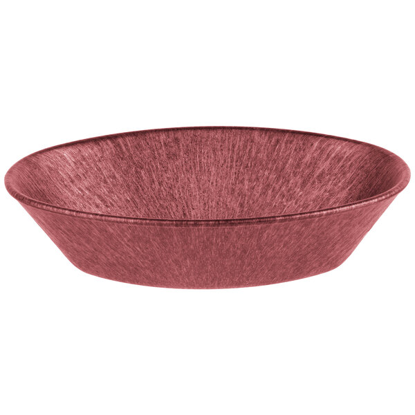A red polyethylene oval basket.
