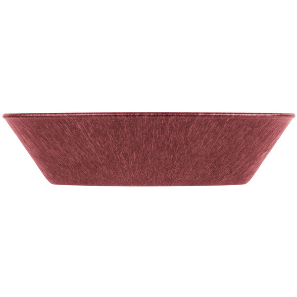 A red textured polyethylene oval basket.