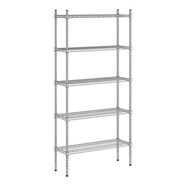 A Regency chrome wire shelving unit with four shelves.