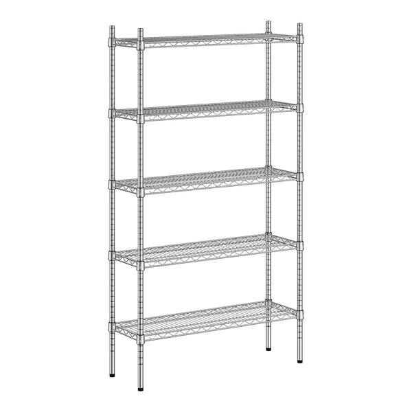 A wireframe of a Regency stainless steel 5-shelf kit.