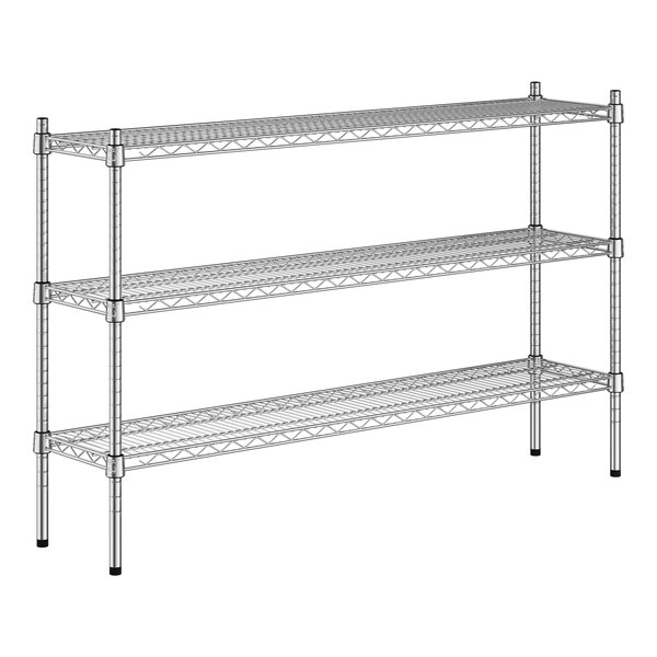 A Regency chrome wire shelving unit with three shelves.