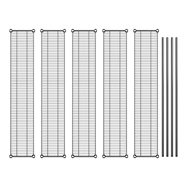 A row of metal rods with a grid on top.