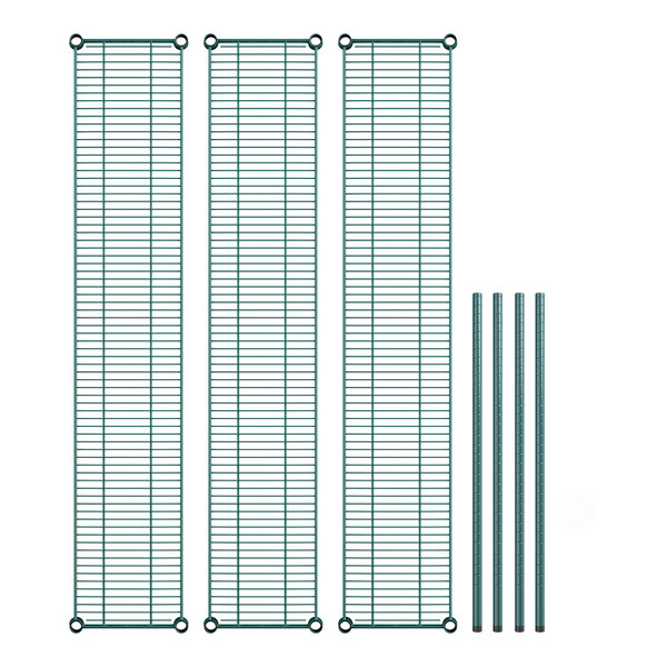A group of green metal grids.