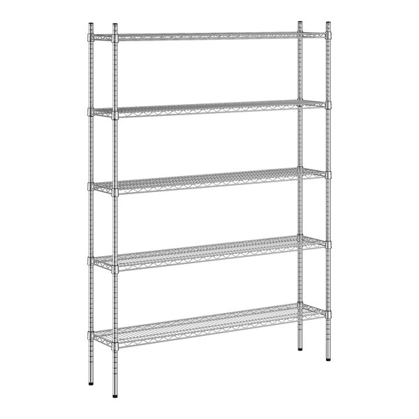 A wireframe of a Regency chrome metal 5-shelf unit.