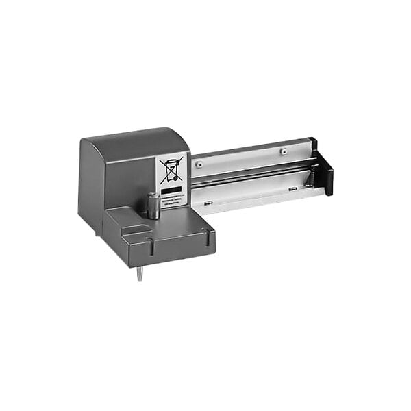 A white rectangular Sato barcode printer with a black and silver handle.
