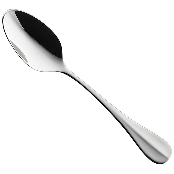 A RAK Porcelain stainless steel demitasse spoon with a long handle and a silver spoon bowl on a white background.