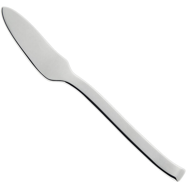 a silver butter knife on a white background