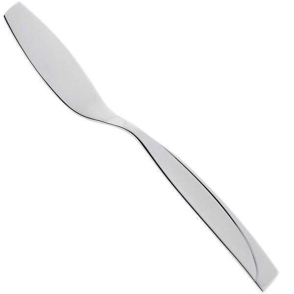 A RAK Porcelain stainless steel fish knife with a white handle.