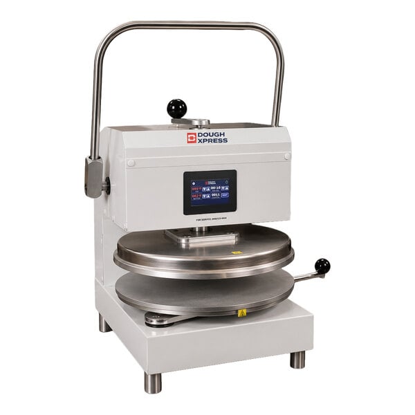 DoughXpress D-TXM-2-18-WH 18" Dual-Heat Manual Heavy Duty Pizza / Tortilla Press - 240V, 3100W