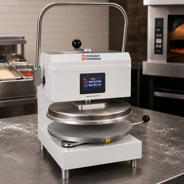 DoughXpress D-TXM-2-18-WH 18" Dual-Heat Manual Heavy Duty Pizza / Tortilla Press - 240V, 3100W