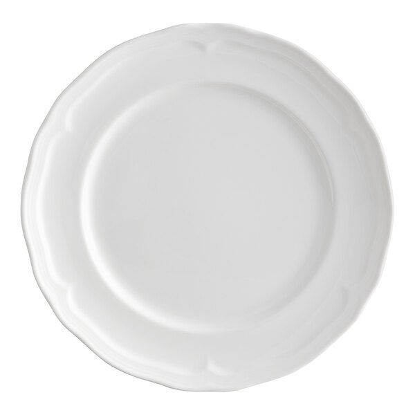Acopa Condesa 8" Pearl White Scalloped Wide Rim Porcelain Plate - Sample