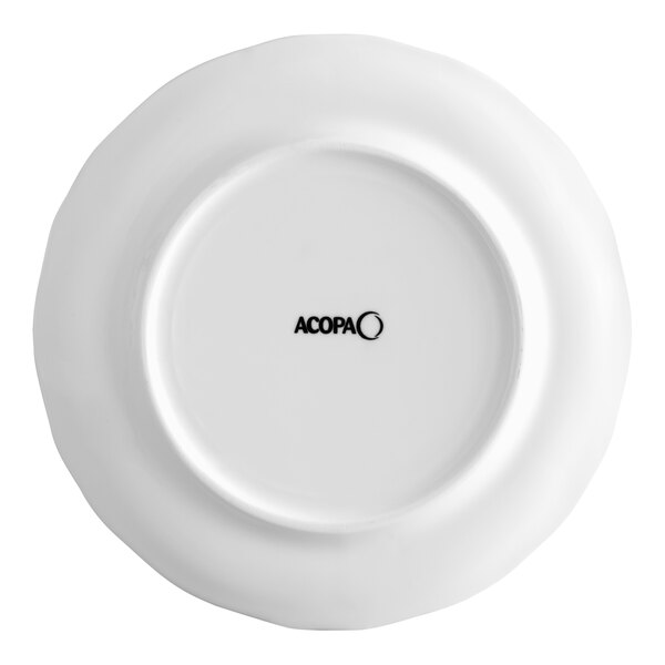 Acopa Condesa 8" Pearl White Scalloped Wide Rim Porcelain Plate - Sample