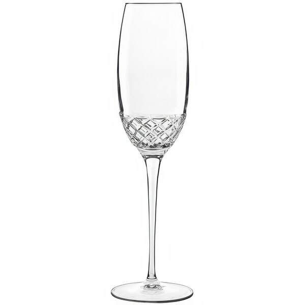 A Luigi Bormioli Roma 1960 Flute Glass with a diamond pattern.