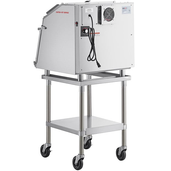 A ServIt chip warmer machine on a cart.