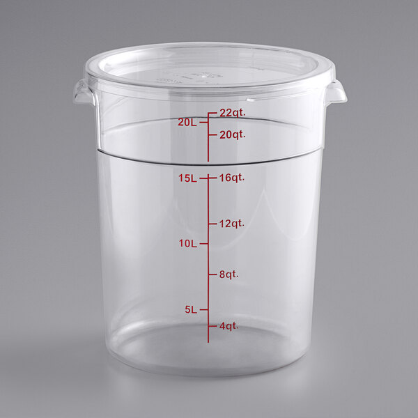 A clear plastic Choice food storage container with a lid.