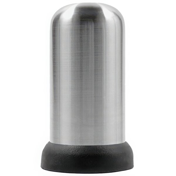 A silver Franmara stainless steel bottle opener with a black rubber rim.
