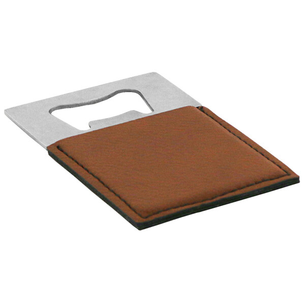 a bottle opener with a leather cover