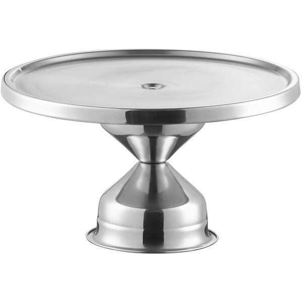 Choice 13 Stainless Steel Cake Pizza, Silver Round Metal Cake Stand With Mirror Top