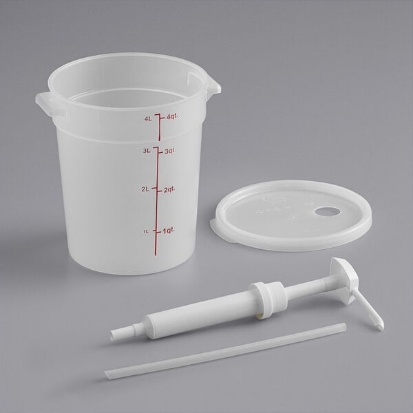 A white plastic container with a Choice syringe pump lid and tube.