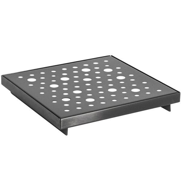 a metal tray with holes
