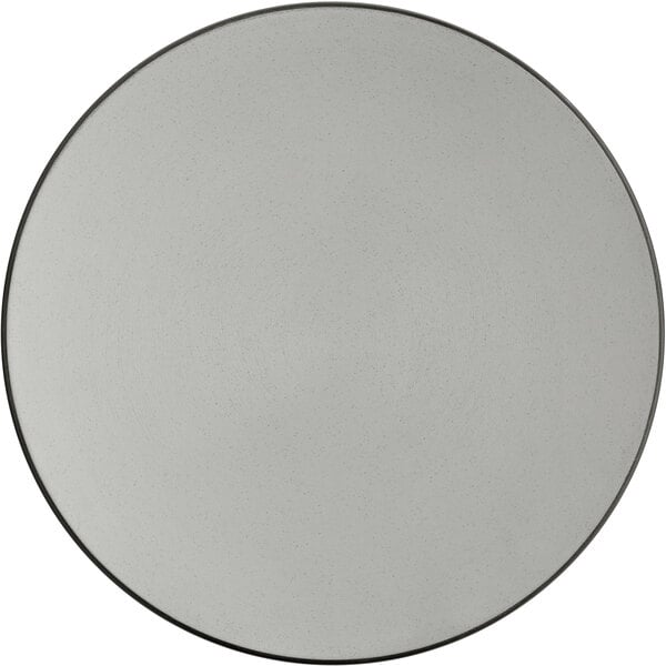 a white plate with black border