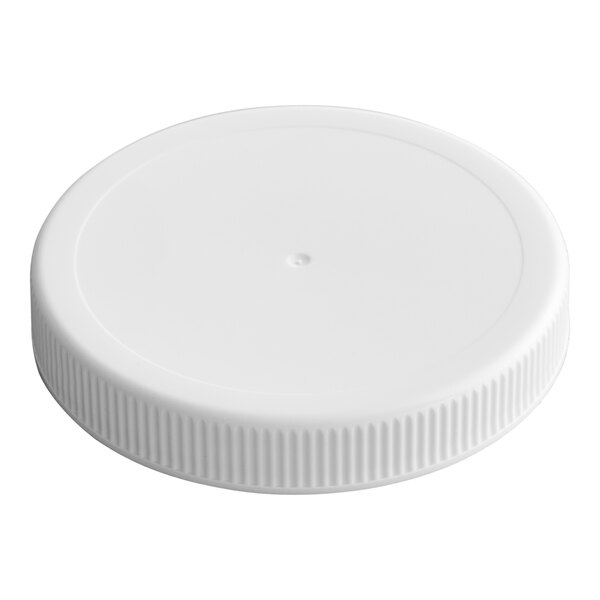 A white ribbed plastic cap with a smooth top, designed for containers with a 70/400 neck finish.
