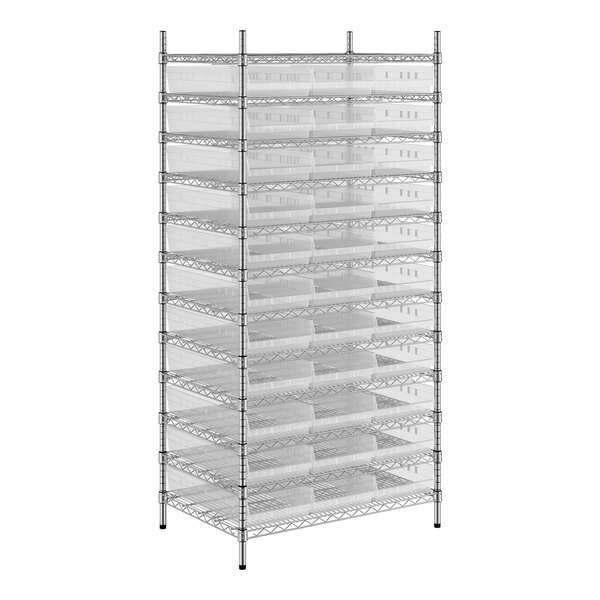 A Regency wire shelving unit with three shelves.