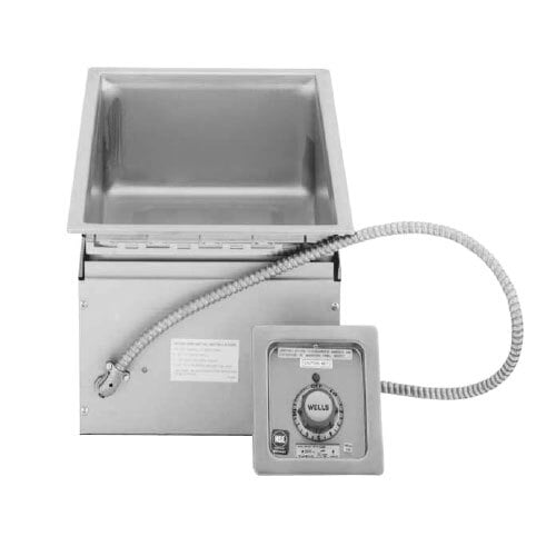 A Wells drop-in hot food well with a power cord attached.