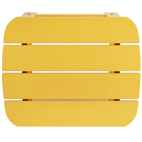 A yellow wooden crate with wooden slats.