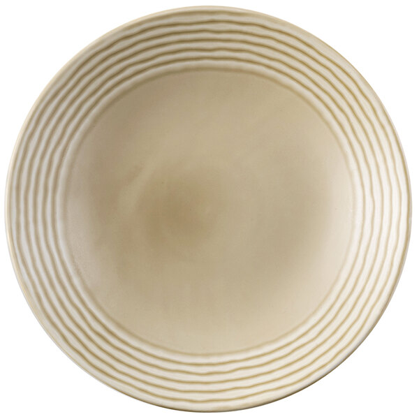 A Dudson Harvest Linen Coupe China bowl with a striped design on it.
