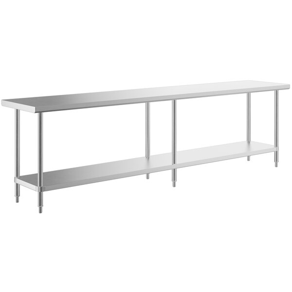 A Regency stainless steel work table with undershelf.