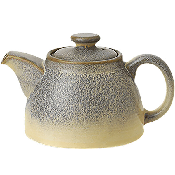 A close-up of a Dudson Evo matte granite teapot with a lid.