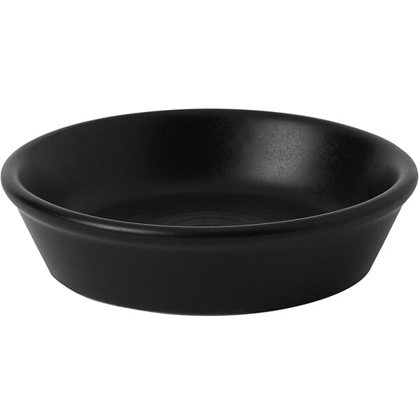A Dudson Evo matte jet black stoneware olive/tapas dish.